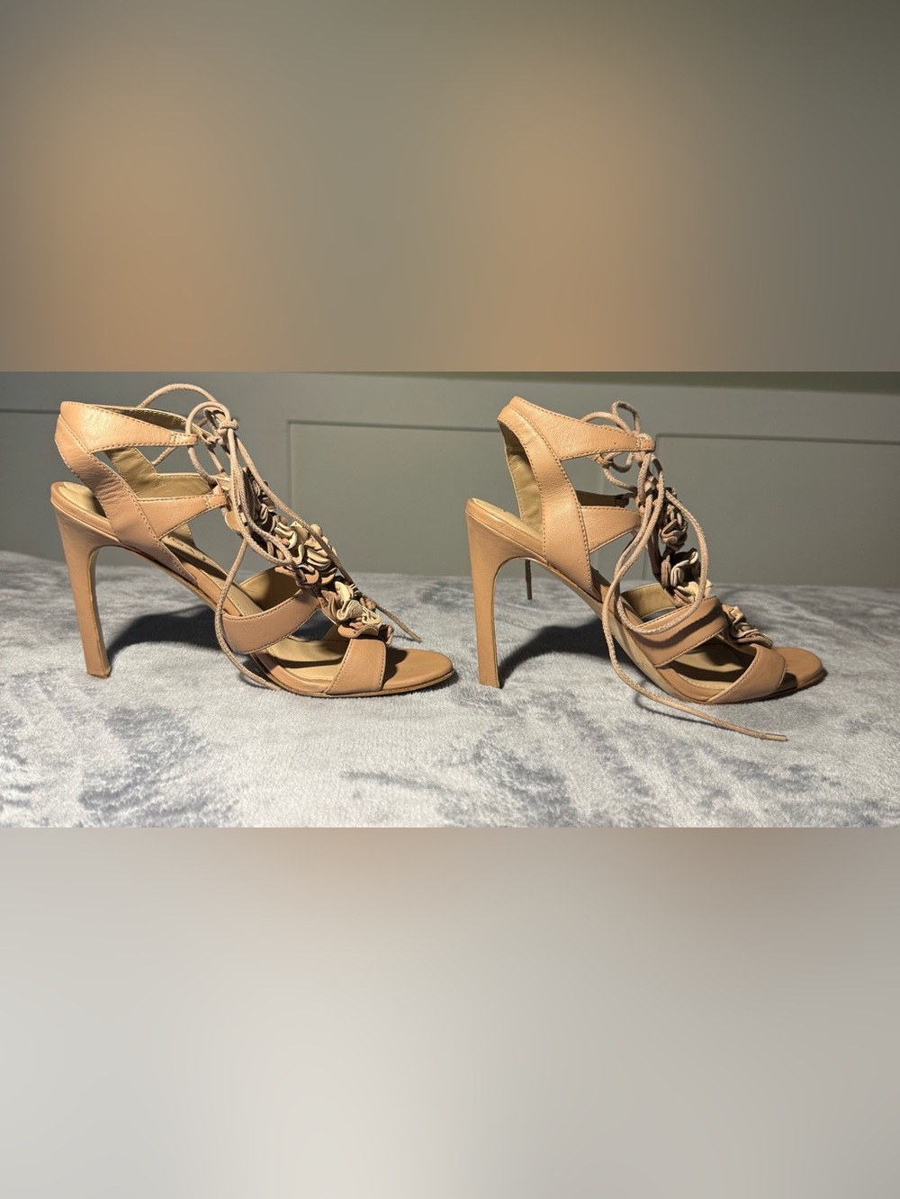 Via Spiga Women’s Lace-Up Nude High Heel Sandals - Size 8.5